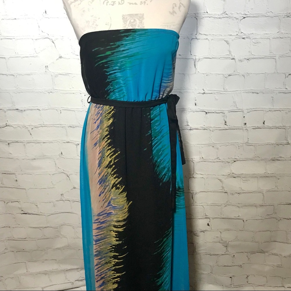 A’GACI Watercolor Floor Length Maxi dress; Small